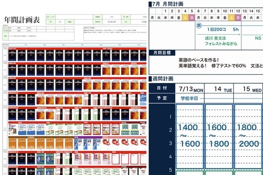 年間・月間・週間と3つの視点から設計された質の高い学習計画